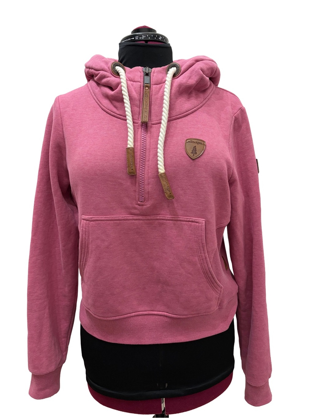 Wanakome Pink Cropped Quarter Zip Hoodie Size Large